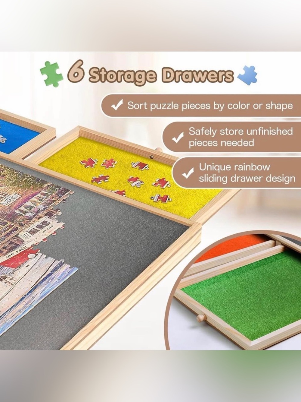 1500-Puzzle Piece Rotating Puzzle Board with Drawers *NEW*